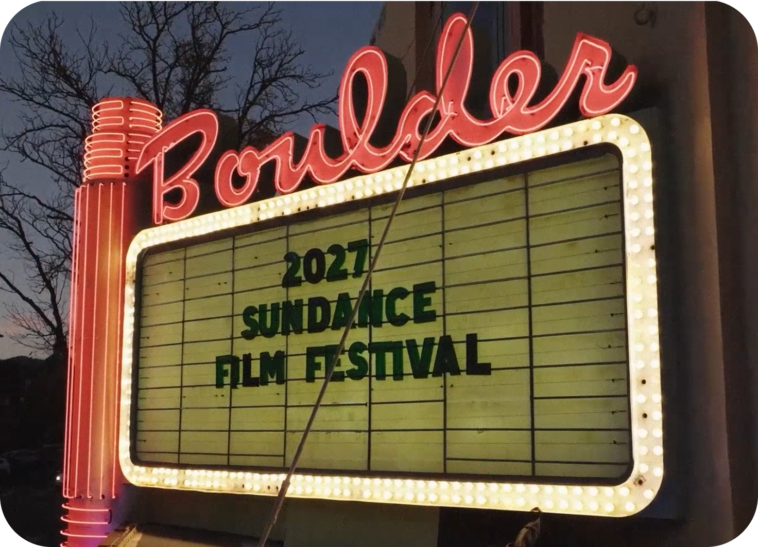Boulder Theater marquee for Sundance Film Festival